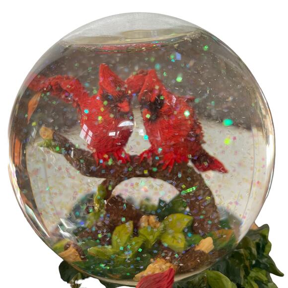 San Francisco Music Box Red Cardinal Water Globe Snow Once Upon A December Rare - Picture 9 of 14